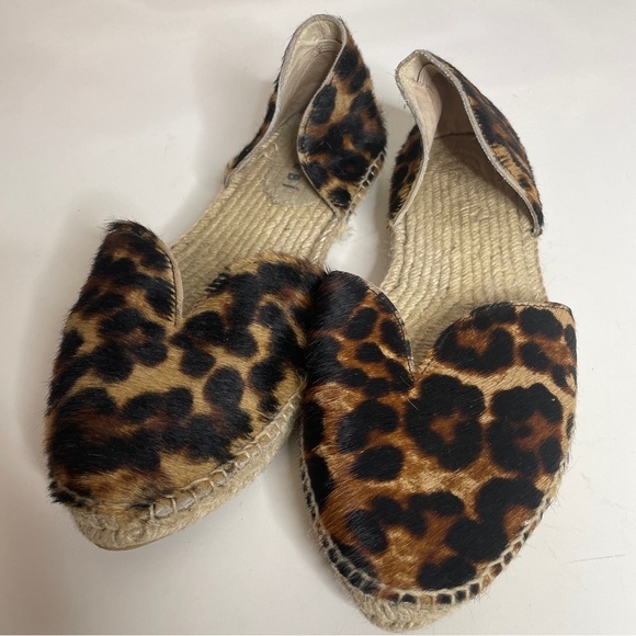 Manebi 40 Shoes Leopard Print Calf Hair Espadrilles Flats Slip On $180 - Picture 3 of 13